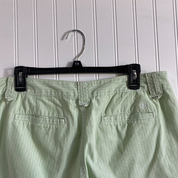 IZOD Women's Size 12 Green White Stripe Cotton Bermuda Shorts - Picture 3 of 7